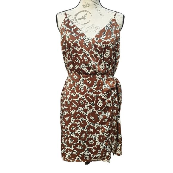 Anthropologie Dresses & Skirts - Anthro - Moon River Brown Animal Print‎ Polyester V-Neck Sleeveless Mini Dress M